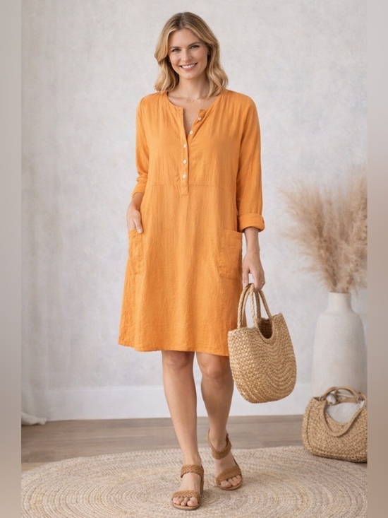 Dresses & Skirts - Orange Lightweight Pocket Tunic Dress Coastal Casual Size Medium